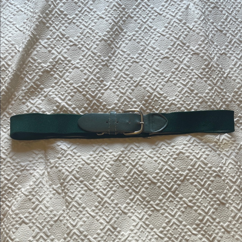 Vintage Green Elastic Belt with Silver Buckle
